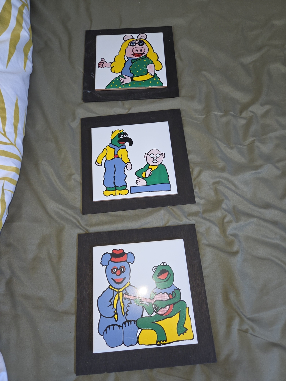 Hand Crafted Kids Wall Art Trio - Green, Yellow, Blue, Black